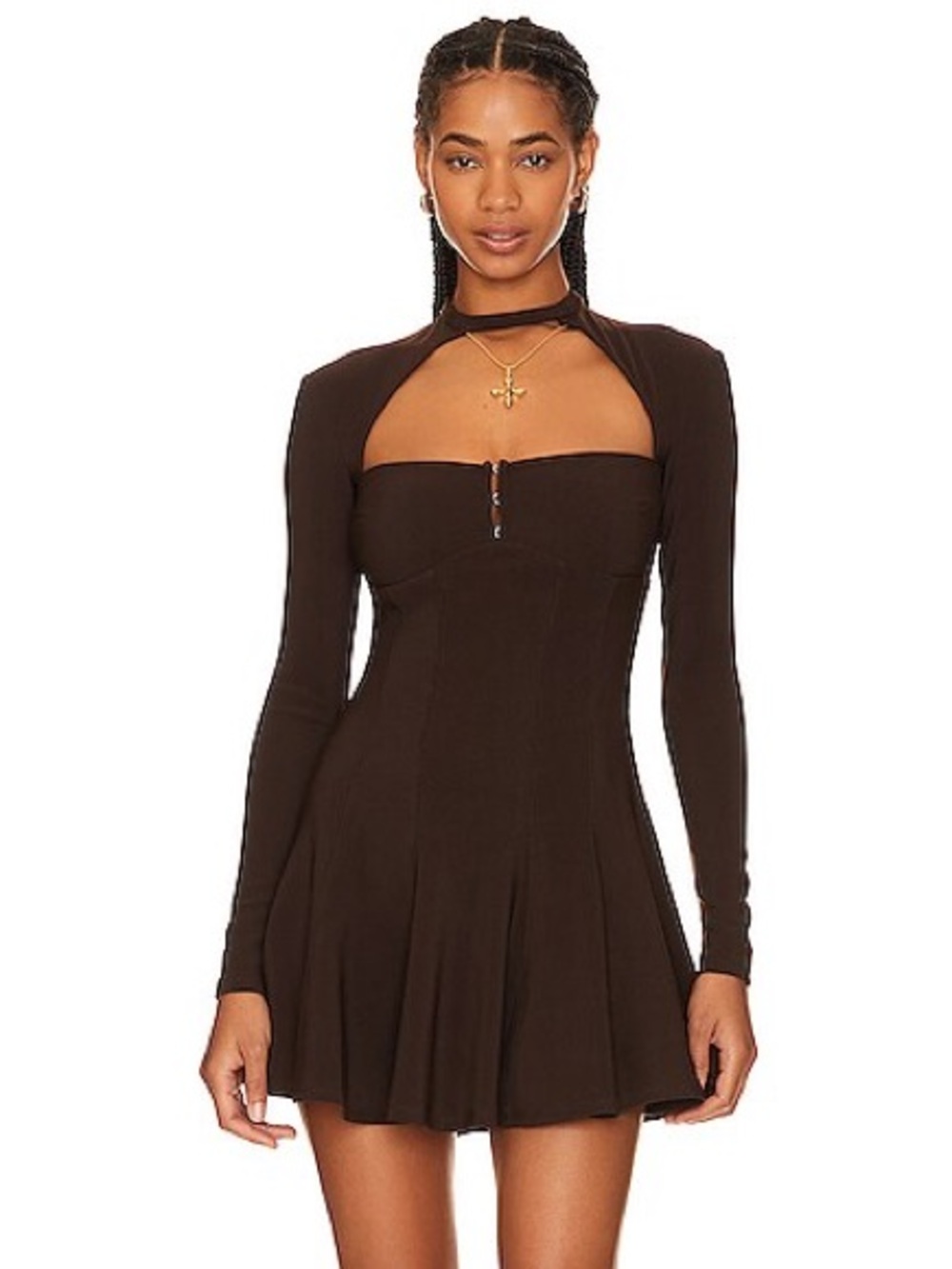 LOBA Aitana Mini Dress in Dark Brown